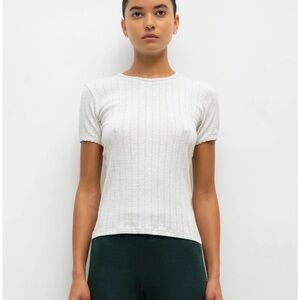 LESET NWT Gray Pointelle Tee